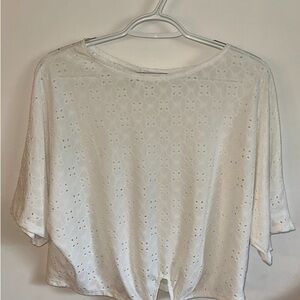 Elegant White Eyelet Women Top
